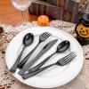 imageWDF 180 Pieces Pink Plastic Silverware Disposable  Clear Pink Cutlery Sets 60 Forks 60 Knives and 60 Spoons  Heavy Duty Disposable Utensils for Wedding PartyBlack  180PCS