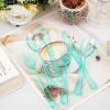 imageWDF 180 Pieces Pink Plastic Silverware Disposable  Clear Pink Cutlery Sets 60 Forks 60 Knives and 60 Spoons  Heavy Duty Disposable Utensils for Wedding PartyClear Green  180PCS