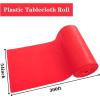 imageWDF 54 Inch X 100 Feet Black Plastic Table Cover RollBlack Plastic Tablecloth with Cutter Box Perfect for New Year Parties Banquets Daily Use Graduation HalloweenRed