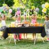 imageWDF 54 Inch X 100 Feet Black Plastic Table Cover RollBlack Plastic Tablecloth with Cutter Box Perfect for New Year Parties Banquets Daily Use Graduation HalloweenBlack
