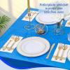 imageWDF 54 Inch X 100 Feet Black Plastic Table Cover RollBlack Plastic Tablecloth with Cutter Box Perfect for New Year Parties Banquets Daily Use Graduation HalloweenBlue