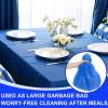imageWDF 54 Inch X 100 Feet Black Plastic Table Cover RollBlack Plastic Tablecloth with Cutter Box Perfect for New Year Parties Banquets Daily Use Graduation HalloweenBlue