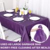 imageWDF 54 Inch X 100 Feet Black Plastic Table Cover RollBlack Plastic Tablecloth with Cutter Box Perfect for New Year Parties Banquets Daily Use Graduation HalloweenPurple