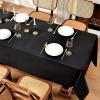 imageWDF 54 Inch X 100 Feet Black Plastic Table Cover RollBlack Plastic Tablecloth with Cutter Box Perfect for New Year Parties Banquets Daily Use Graduation HalloweenBlack