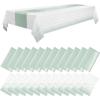 imageWDF 16Pack Green and Gold Plastic Tablecloths and Runners 54 x 108 Inch Gold Dot Rectangle for PartiesWeddingSt Patricks DaySage Green White  16pack