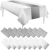 imageWDF 16Pack Green and Gold Plastic Tablecloths and Runners 54 x 108 Inch Gold Dot Rectangle for PartiesWeddingSt Patricks DayWhite Silver  16pack