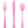 imageWDF 180 Pieces Pink Plastic Silverware Disposable  Clear Pink Cutlery Sets 60 Forks 60 Knives and 60 Spoons  Heavy Duty Disposable Utensils for Wedding PartyClear Pink  180PCS