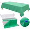 imageWDF 54 Inch X 100 Feet Black Plastic Table Cover RollBlack Plastic Tablecloth with Cutter Box Perfect for New Year Parties Banquets Daily Use Graduation HalloweenGreen