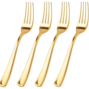 imageWDF 100 Pack Gold Plastic Spoons Disposable  Durable Heavy Duty 69 Inch Gold Spoons Heat Resistant Modern Disposable Spoons Perfect for Parties Wedding BanquetsGold