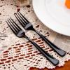 imageWDF 180 Pieces Black Silverware Cutlery Disposable  Plastic Flatware Set 60 Forks 60 Knives and 60 Spoons  Heavy Duty Black Plastic Cutlery  Disposable Utensils for Halloween Party WeddingBlack  180PCS