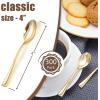 imageWDF 300 Pieces Black Plastic Mini Spoons4 Inches Black Plastic Tasting Spoons for DessertsHeavy Duty Plastic Spoons Perfect for CoffeeCakeDessertsAppetizers for Halloween New YearGraduationGold