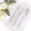 imageWDF 360 Pink Glitter Plastic Silverware  Disposable Glitter Cutlery  Plastic Silverware inluding 120 Forks 120 Spoons 120 Knives for Pink Birthday ampamp Baby ShowerSilver Glitter
