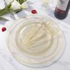 imageWDF 360 Pink Glitter Plastic Silverware  Disposable Glitter Cutlery  Plastic Silverware inluding 120 Forks 120 Spoons 120 Knives for Pink Birthday ampamp Baby ShowerGold Glitter