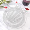 imageWDF 360 Pink Glitter Plastic Silverware  Disposable Glitter Cutlery  Plastic Silverware inluding 120 Forks 120 Spoons 120 Knives for Pink Birthday ampamp Baby ShowerSilver Glitter