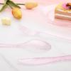 imageWDF 360 Pink Glitter Plastic Silverware  Disposable Glitter Cutlery  Plastic Silverware inluding 120 Forks 120 Spoons 120 Knives for Pink Birthday ampamp Baby ShowerPink Glitter
