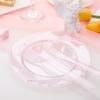 imageWDF 360 Pink Glitter Plastic Silverware  Disposable Glitter Cutlery  Plastic Silverware inluding 120 Forks 120 Spoons 120 Knives for Pink Birthday ampamp Baby ShowerPink Glitter