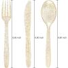 imageWDF 360 Pink Glitter Plastic Silverware  Disposable Glitter Cutlery  Plastic Silverware inluding 120 Forks 120 Spoons 120 Knives for Pink Birthday ampamp Baby ShowerGold Glitter