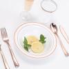imageWDF 60pcs White Plastic Bowls12 oz Disposable Heavy Duty White Plastic Soup Bowls for Wedding Party Independence Day New YearsRose Gold