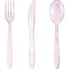 imageWDF 360 Pink Glitter Plastic Silverware  Disposable Glitter Cutlery  Plastic Silverware inluding 120 Forks 120 Spoons 120 Knives for Pink Birthday ampamp Baby ShowerPink Glitter