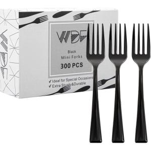 imageWDF 300 Pieces Black Plastic Mini Spoons4 Inches Black Plastic Tasting Spoons for DessertsHeavy Duty Plastic Spoons Perfect for CoffeeCakeDessertsAppetizers for Halloween New YearGraduationBlack