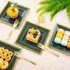 imageWDF 100pcs Silver Plastic Dessert Plates 75quot with 100 Pieces Disposable Forks 74quot Silver Plates Appetizer Plates Small Plates Fancy Salad Plates and Cake Plates for PartyWeddingGreen and Gold