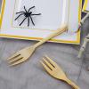 imageWDF 100pcs Silver Plastic Dessert Plates 75quot with 100 Pieces Disposable Forks 74quot Silver Plates Appetizer Plates Small Plates Fancy Salad Plates and Cake Plates for PartyWeddingWhite and Gold