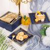 imageWDF 100pcs Silver Plastic Dessert Plates 75quot with 100 Pieces Disposable Forks 74quot Silver Plates Appetizer Plates Small Plates Fancy Salad Plates and Cake Plates for PartyWeddingBlue and Gold