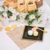 imageWDF 100pcs Silver Plastic Dessert Plates 75quot with 100 Pieces Disposable Forks 74quot Silver Plates Appetizer Plates Small Plates Fancy Salad Plates and Cake Plates for PartyWeddingBlack and Gold