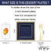 imageWDF 100pcs Silver Plastic Dessert Plates 75quot with 100 Pieces Disposable Forks 74quot Silver Plates Appetizer Plates Small Plates Fancy Salad Plates and Cake Plates for PartyWeddingBlue and Gold