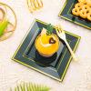 imageWDF 100pcs Silver Plastic Dessert Plates 75quot with 100 Pieces Disposable Forks 74quot Silver Plates Appetizer Plates Small Plates Fancy Salad Plates and Cake Plates for PartyWeddingGreen and Gold