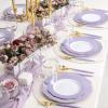imageWDF 150pieces Baby Blue Plastic Plates with Gold Rim  Disposable Gold Plastic Silverware With Blue HandleBaroque Light BlueampampGold Disposable Plates Dinnerware for WeddingPartyLavender
