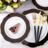 imageWDF 150pieces Baby Blue Plastic Plates with Gold Rim  Disposable Gold Plastic Silverware With Blue HandleBaroque Light BlueampampGold Disposable Plates Dinnerware for WeddingPartyBlack