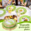 imageWDF 150pieces Baby Blue Plastic Plates with Gold Rim  Disposable Gold Plastic Silverware With Blue HandleBaroque Light BlueampampGold Disposable Plates Dinnerware for WeddingPartyGreen and Gold