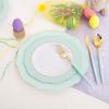 imageWDF 150pieces Baby Blue Plastic Plates with Gold Rim  Disposable Gold Plastic Silverware With Blue HandleBaroque Light BlueampampGold Disposable Plates Dinnerware for WeddingPartyMint Green