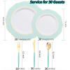 imageWDF 150pieces Baby Blue Plastic Plates with Gold Rim  Disposable Gold Plastic Silverware With Blue HandleBaroque Light BlueampampGold Disposable Plates Dinnerware for WeddingPartyMint Green