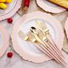 imageWDF 150pieces Baby Blue Plastic Plates with Gold Rim  Disposable Gold Plastic Silverware With Blue HandleBaroque Light BlueampampGold Disposable Plates Dinnerware for WeddingPartyPink