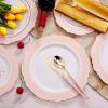 imageWDF 150pieces Baby Blue Plastic Plates with Gold Rim  Disposable Gold Plastic Silverware With Blue HandleBaroque Light BlueampampGold Disposable Plates Dinnerware for WeddingPartyPink