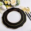 imageWDF 150pieces Baby Blue Plastic Plates with Gold Rim  Disposable Gold Plastic Silverware With Blue HandleBaroque Light BlueampampGold Disposable Plates Dinnerware for WeddingPartyBlack