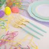imageWDF 150pieces Baby Blue Plastic Plates with Gold Rim  Disposable Gold Plastic Silverware With Blue HandleBaroque Light BlueampampGold Disposable Plates Dinnerware for WeddingPartyMint Green