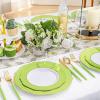 imageWDF 150pieces Baby Blue Plastic Plates with Gold Rim  Disposable Gold Plastic Silverware With Blue HandleBaroque Light BlueampampGold Disposable Plates Dinnerware for WeddingPartyGreen and Gold
