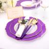 imageWDF 150pieces Baby Blue Plastic Plates with Gold Rim  Disposable Gold Plastic Silverware With Blue HandleBaroque Light BlueampampGold Disposable Plates Dinnerware for WeddingPartyPurple