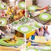 imageWDF 150pieces Baby Blue Plastic Plates with Gold Rim  Disposable Gold Plastic Silverware With Blue HandleBaroque Light BlueampampGold Disposable Plates Dinnerware for WeddingPartyGreen and Gold