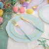 imageWDF 150pieces Baby Blue Plastic Plates with Gold Rim  Disposable Gold Plastic Silverware With Blue HandleBaroque Light BlueampampGold Disposable Plates Dinnerware for WeddingPartyMint Green