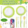 imageWDF 150pieces Baby Blue Plastic Plates with Gold Rim  Disposable Gold Plastic Silverware With Blue HandleBaroque Light BlueampampGold Disposable Plates Dinnerware for WeddingPartyGreen and Gold