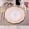 imageWDF 150pieces Baby Blue Plastic Plates with Gold Rim  Disposable Gold Plastic Silverware With Blue HandleBaroque Light BlueampampGold Disposable Plates Dinnerware for WeddingPartyPink