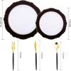 imageWDF 150pieces Baby Blue Plastic Plates with Gold Rim  Disposable Gold Plastic Silverware With Blue HandleBaroque Light BlueampampGold Disposable Plates Dinnerware for WeddingPartyBlack