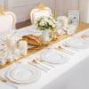 imageWDF 150pieces Baby Blue Plastic Plates with Gold Rim  Disposable Gold Plastic Silverware With Blue HandleBaroque Light BlueampampGold Disposable Plates Dinnerware for WeddingPartyWhite and Gold
