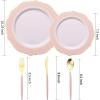 imageWDF 150pieces Baby Blue Plastic Plates with Gold Rim  Disposable Gold Plastic Silverware With Blue HandleBaroque Light BlueampampGold Disposable Plates Dinnerware for WeddingPartyPink