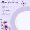 imageWDF 150pieces Baby Blue Plastic Plates with Gold Rim  Disposable Gold Plastic Silverware With Blue HandleBaroque Light BlueampampGold Disposable Plates Dinnerware for WeddingPartyLavender