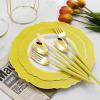 imageWDF 150pieces Baby Blue Plastic Plates with Gold Rim  Disposable Gold Plastic Silverware With Blue HandleBaroque Light BlueampampGold Disposable Plates Dinnerware for WeddingPartyYellow